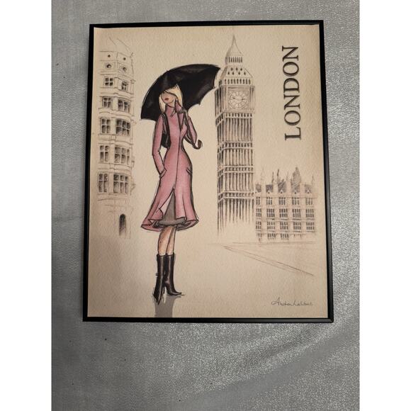 London Poster Print by Andrea Laliberte Pink Beige 14 x 11 in Home Decor - Picture 1 of 6